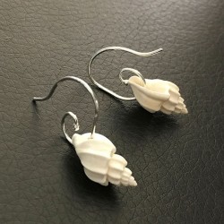 Boucles d'oreilles argent 925/000 pendant coquillage véritable bijou nature