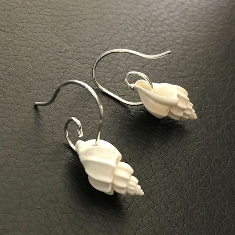 Boucles d'oreilles argent 925/000 pendant coquillage véritable