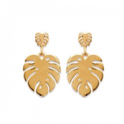 Boucles d'oreilles feuilles tropicales en plaqué or 18 carats 