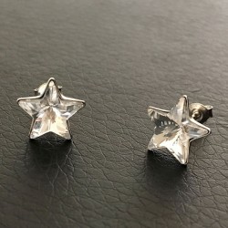 Boucles d'oreilles clous étoiles 10 mm puces cristal Swarovski et argent 925