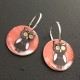 Boucles d'oreilles créoles argent 925 pendants nacre décor chouette hibou