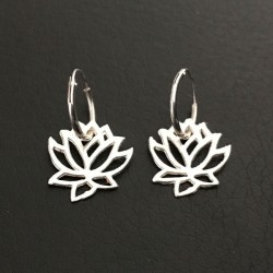 Boucles d'oreilles fleurs de lotus en argent 925/000 creoles 12 mm