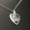 Pendentif coeur gravé Je t'aime en argent massif 925/000