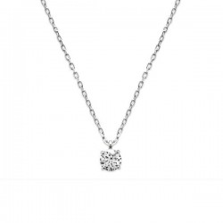 Collier solitaire en argent massif 925/000 zirconium griffé diamètre 5 mm