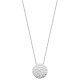 Collier argent massif 925/000 rhodié pendentif rond martelé