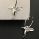 Boucles d'oreilles argent 925/000 créoles pendants oiseaux colibris