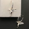 Boucles d'oreilles argent 925/000 créoles pendants oiseaux colibris