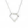 Collier argent 925/000 pendentif forme diamant sur chaine ras de cou 38 cm