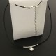 Collier pendentif cristal Swarovski ras de cou cordon cuir noir Argent 925