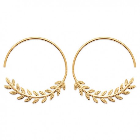 Boucles d'oreilles créoles épis de blé Plaqué Or 18 carats