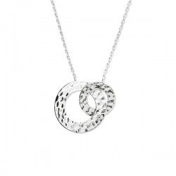 Collier anneaux cercles entrelacés martelés argent massif 925/000 rhodié