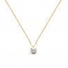 Collier solitaire Plaqué Or 18 carats et zirconium griffé diamètre 6 mm