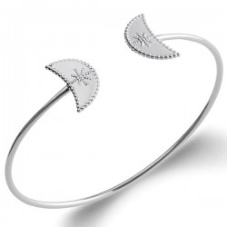 Bracelet jonc en argent massif 925/000 rhodié Design tendance