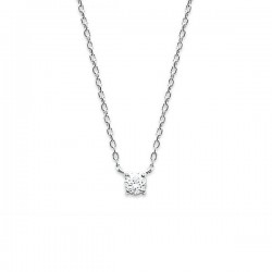 Collier argent massif 925/000 petit solitaire zirconium griffé diamètre 4 mm