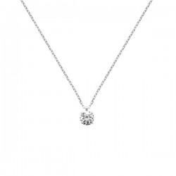 Collier solitaire griffé argent massif 925/00 et zirconium diamètre 6 mm