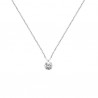 Collier solitaire griffé argent massif 925/00 et zirconium diamètre 6 mm