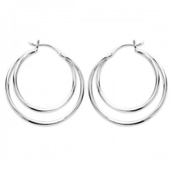 Boucles d'oreilles créoles argent massif 925/000 rhodié diamètre 28 mm