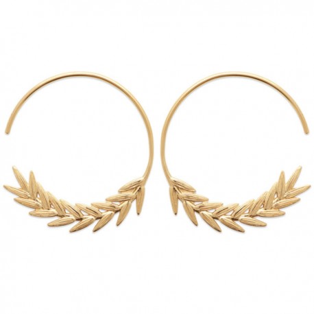 Boucles d'oreilles créoles épis de blé Plaqué Or 18 carats
