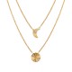 Collier 2 rangs lune soleil en plaqué or 18 carats Bijou tendance