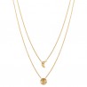 Collier 2 rangs lune soleil en plaqué or 18 carats Bijou tendance