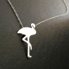 Collier pendentif flamant rose argent 925/000 fine chaine longueur 42 cm 