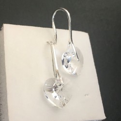 Boucles d'oreilles argent 925/000 pendants petits coeurs cristal Swarovski