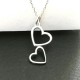 Collier pendentif double coeur ajouré en argent 925 sur fine chaine 42 cm