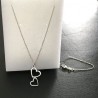 Collier pendentif double coeur ajouré en argent 925 sur fine chaine 42 cm