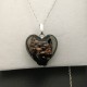 Collier pendentif coeur en verre de murano et argent 925/000 