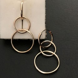 Boucles d'oreilles plaqué or 18 carats créoles pendants anneaux entrelacés
