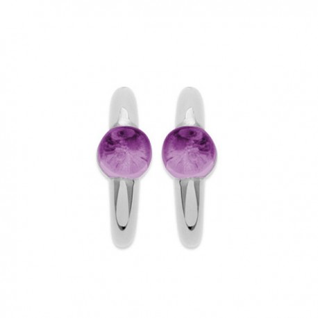 Boucles d'oreilles créoles argent massif 925/000 améthyste véritable