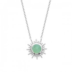 Collier pendentif soleil argent massif 925/000 pierre naturelle aventurine