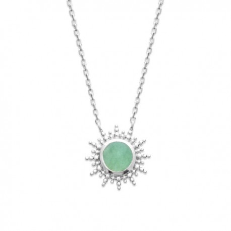 Collier pendentif soleil argent massif 925/000 pierre naturelle aventurine