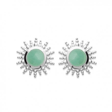 Clous d'oreilles argent massif 925/000 pierre naturelle aventurine