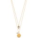 Collier double rangs pendentif croix en plaqué or 18 carats