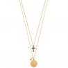 Collier double rangs pendentif croix en plaqué or 18 carats