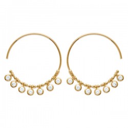 Boucles d'oreilles créoles Plaqué Or 18 carats pampilles zirconium
