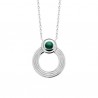 Collier pendentif anneau argent massif 925/000 pierre naturelle malachite