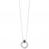 Collier pendentif anneau argent massif 925/000 pierre naturelle malachite