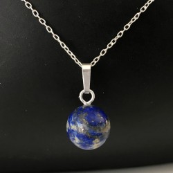 Collier pendentif pierre naturelle lapis lazuli et argent 925/000 