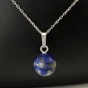 Collier pendentif pierre naturelle lapis lazuli et argent 925/000 