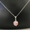 Collier pendentif pierre naturelle tourmaline rose sur chaine 45 cm