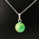 Collier pendentif pierre naturelle chrysoprase et argent 925/000