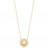Collier fleur dentelle Plaqué Or 18 carats et pierre de lune naturelle