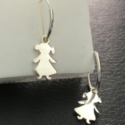 Boucles d'oreilles argent 925/000 créoles pendants personnages filles