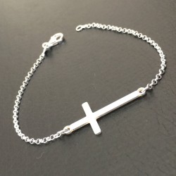 Bracelet croix argent massif 925/000 longueur 18 cm