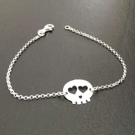 Bracelet crâne tête de mort argent massif 925/000 