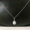 Collier pendentif boule verre de murano feuilles d'argent sur chaine 