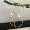 Boucles d'oreilles créoles argent 925/000 pendants anneaux ciselés 