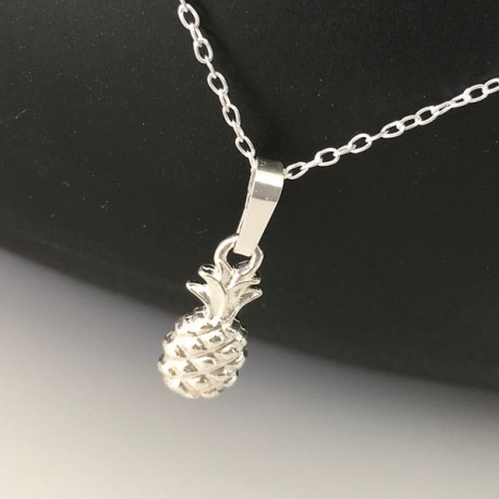 Collier petit pendentif ananas en argent 925/000 sur chaine 42 cm